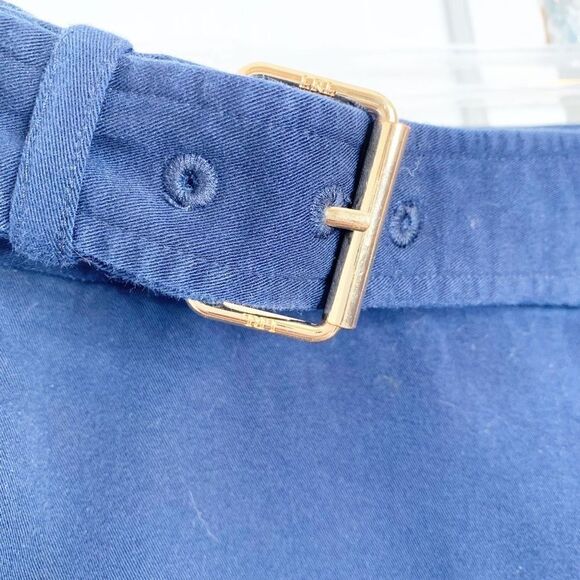 Ralph Lauren Women’s Navy Blue Chino Capri Pants Belted Gold Buckle Size 12 - Picture 5 of 11